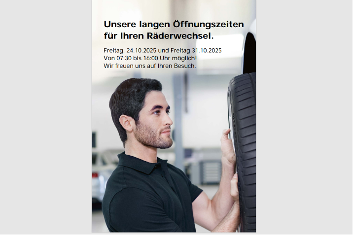 Öffnungszeiten Reifensaison Winter 2025